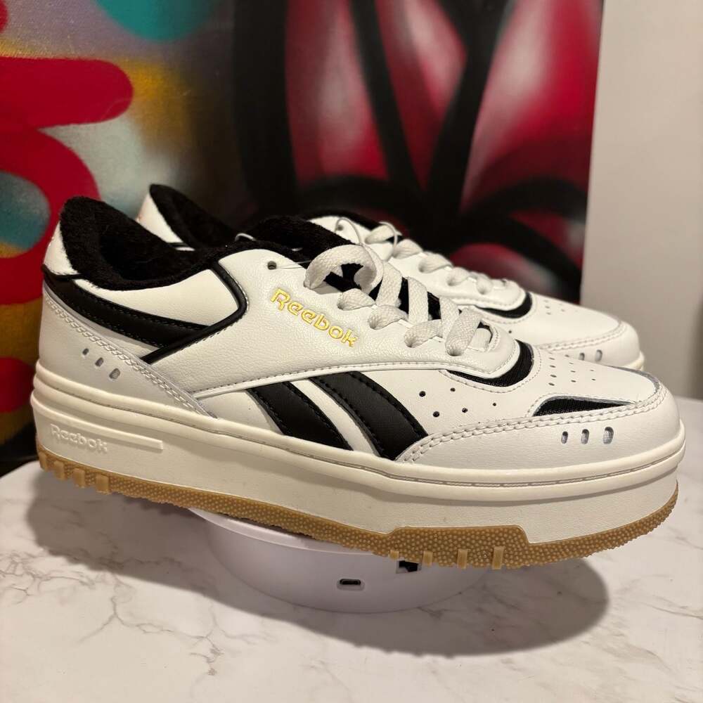 Reebok Club C Double Geo Platform Sneakers White Black Gum